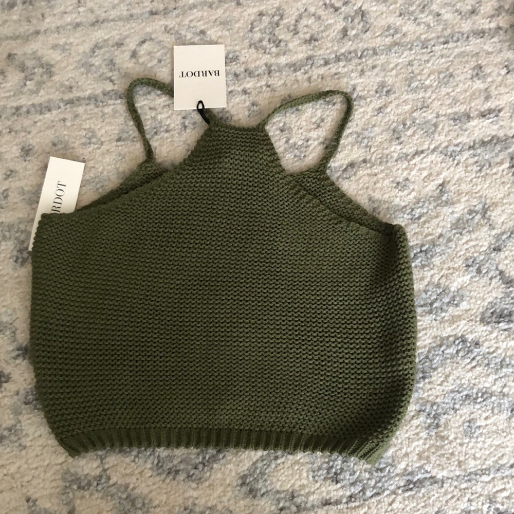 NWT Bardot green knit cami crop top